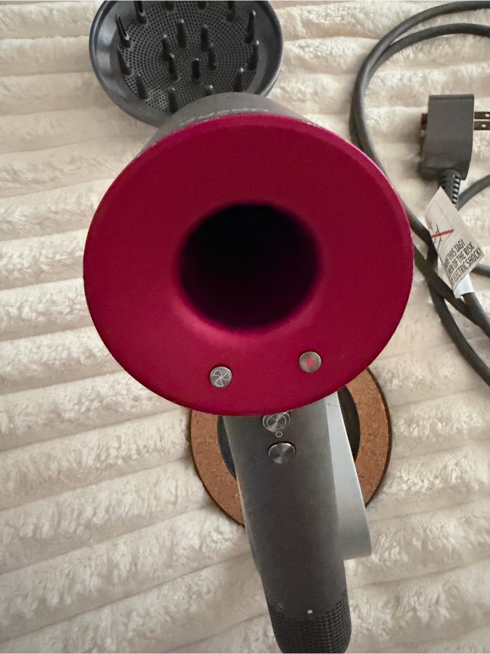 Dyson Hair Dryer Nozzle in Charcoal and Magenta